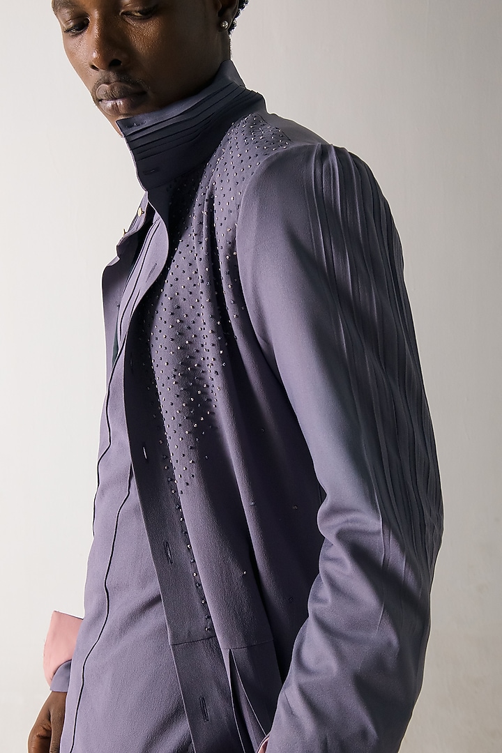 English Purple Banana Crepe Overcoat by Jatin Malik at Pernia's Pop Up Shop