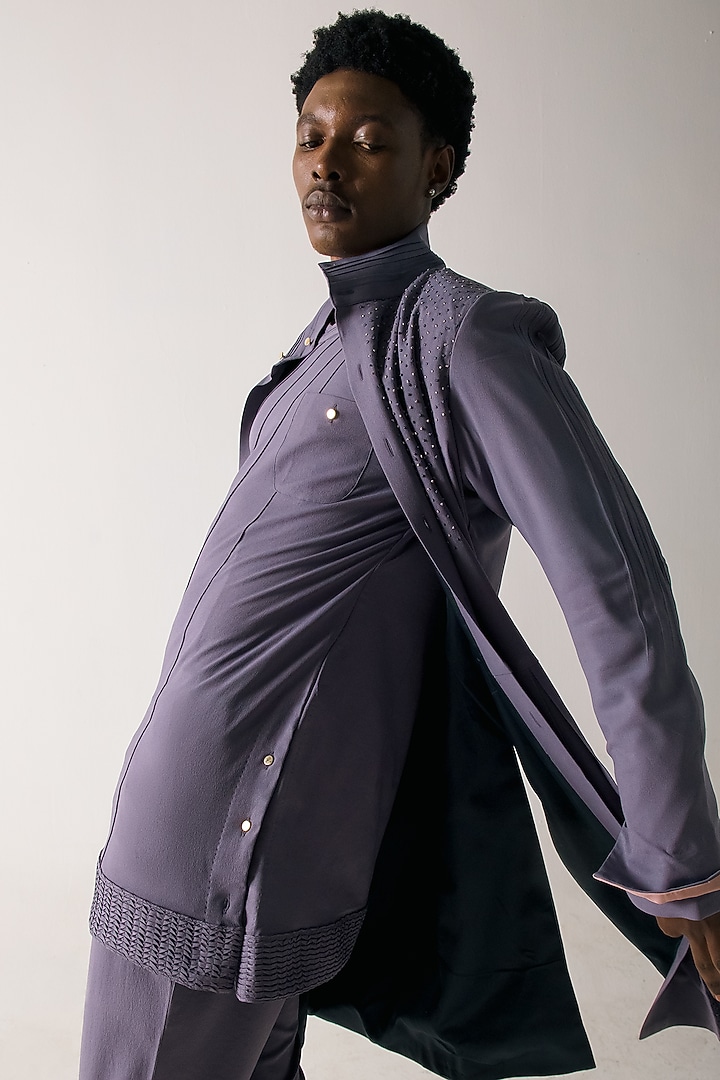 English Purple Banana Crepe Kurta by Jatin Malik at Pernia's Pop Up Shop