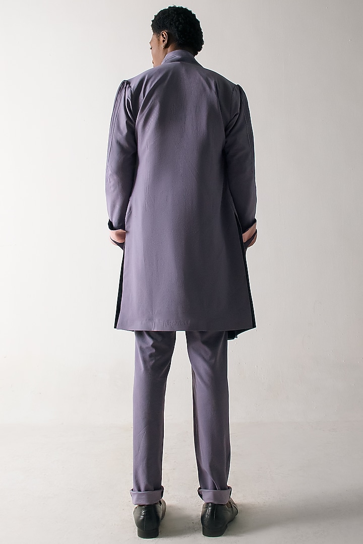 English Purple Banana Crepe Overcoat Set by Jatin Malik at Pernia's Pop Up Shop