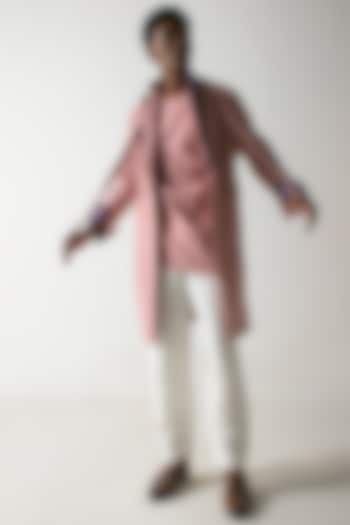 Blush Pink Banana Crepe Overcoat Set by Jatin Malik