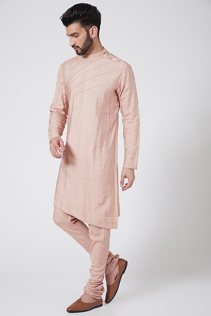 Old Rose Embroidered Groom Sherwani Set by Jatin Malik at Pernia's Pop Up Shop