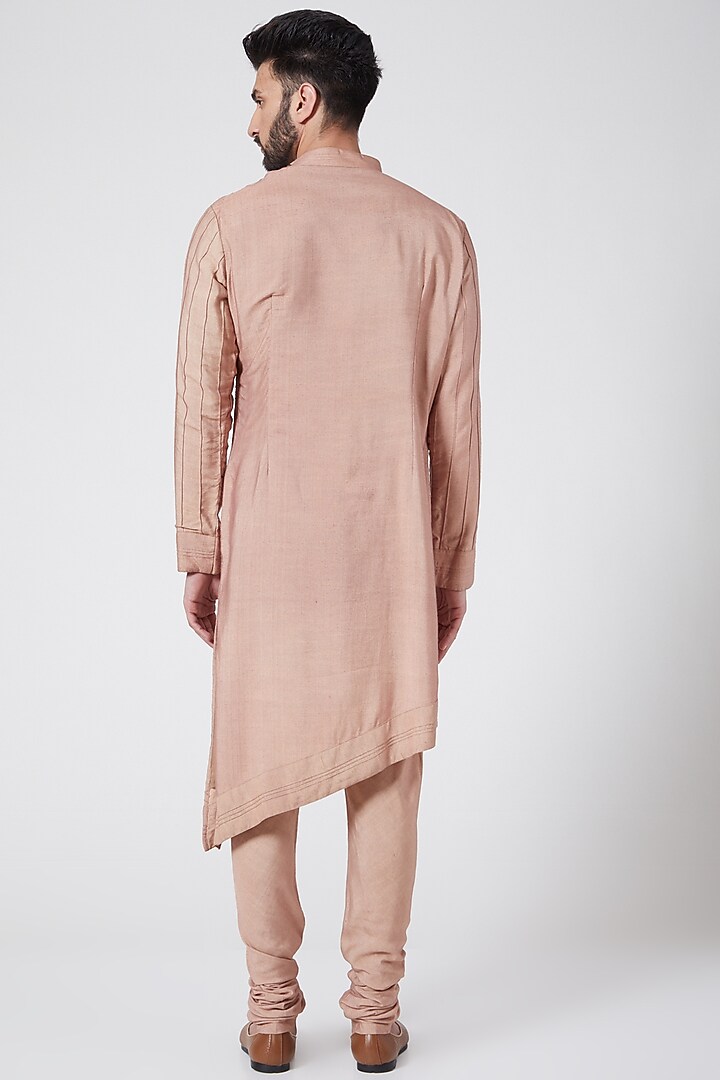 Champagne Asymmetric Kurta Set by Jatin Malik at Pernia's Pop Up Shop