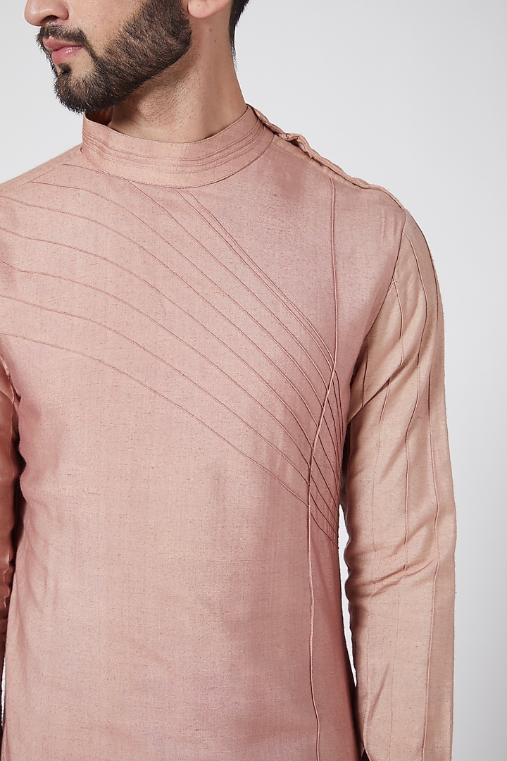 Champagne Asymmetric Kurta Set by Jatin Malik at Pernia's Pop Up Shop