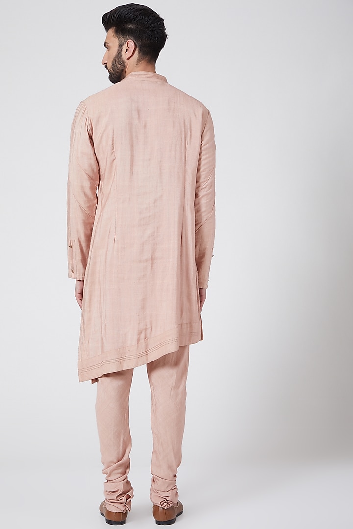 Old Rose Asymmetric Kurta Set by Jatin Malik at Pernia's Pop Up Shop