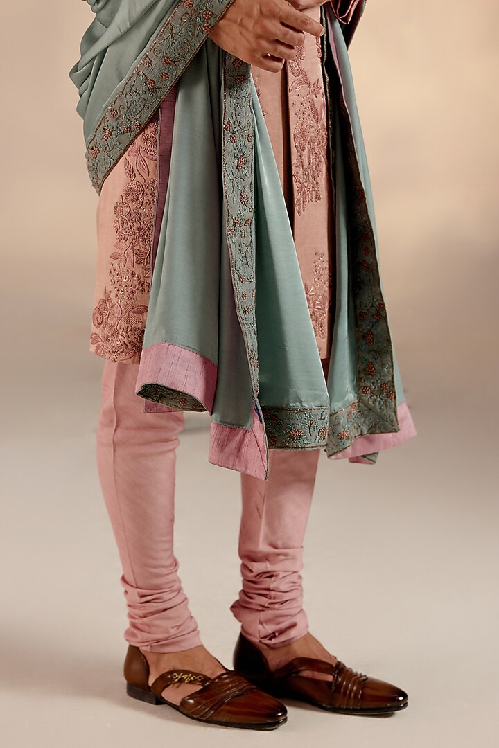 Orchid Pink Linen Silk Zari Hand Embroidered Groom Sherwani Set
by Jatin Malik at Pernia's Pop Up Shop