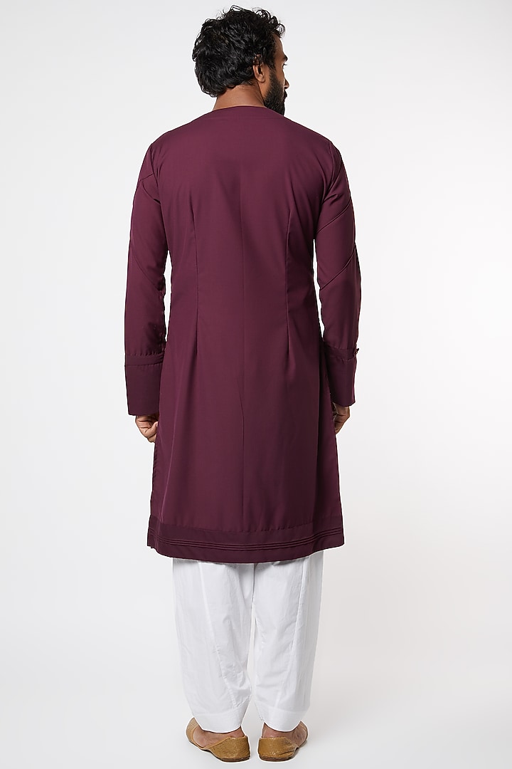 Wine Pintuck Kurta Set by Jatin Malik at Pernia's Pop Up Shop