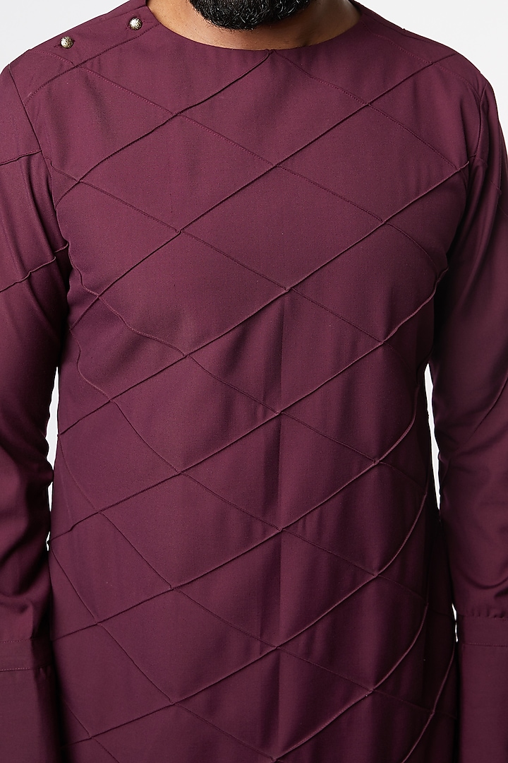 Wine Pintuck Kurta Set by Jatin Malik at Pernia's Pop Up Shop