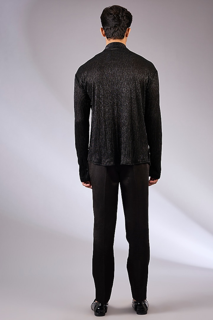 Black Linen Silk Indowestern Jacket Set by Jatin Malik at Pernia's Pop Up Shop