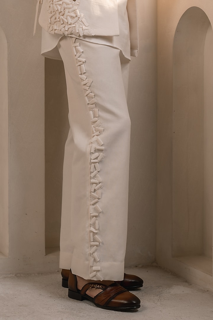 Ivory Cotton Linen Blend Shirt Kurta Set by Jatin Malik at Pernia's Pop Up Shop