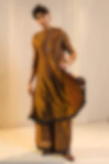 Bronze Gold Tissue Anarkali Kurta Set by Jatin Malik at Pernia's Pop Up Shop