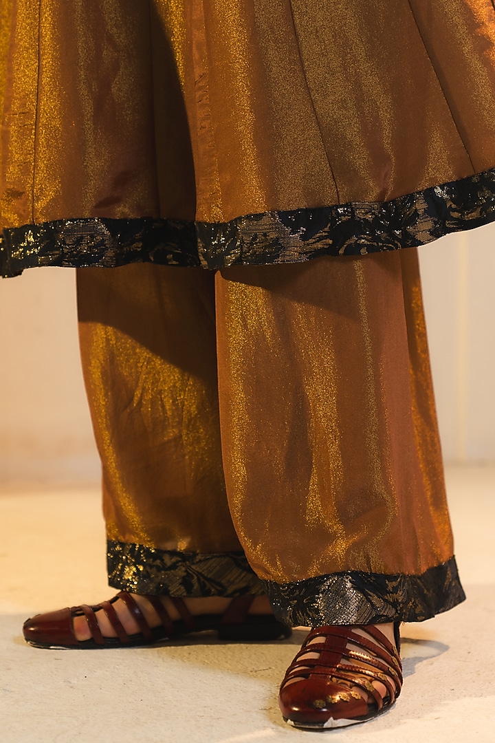 Bronze Gold Tissue Anarkali Kurta Set by Jatin Malik at Pernia's Pop Up Shop