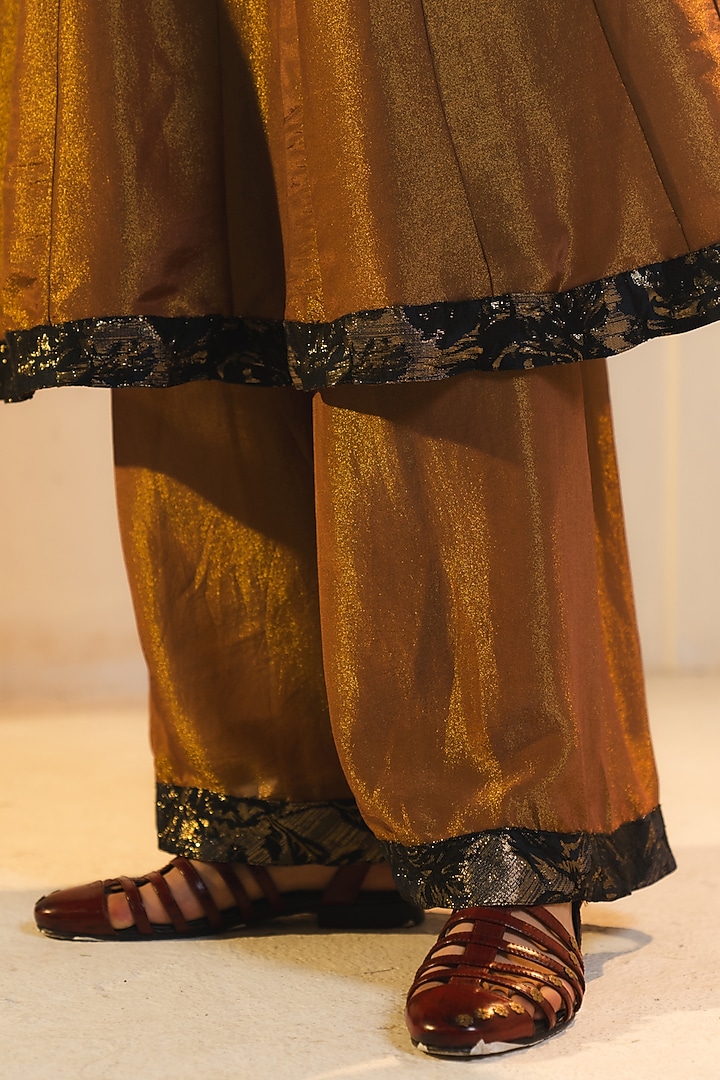 Bronze Gold Tissue Anarkali Kurta Set by Jatin Malik at Pernia's Pop Up Shop