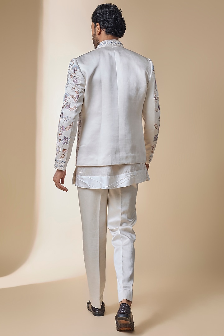 Apricot Ivory Linen Silk Indwowestern Set by Jatin Malik at Pernia's Pop Up Shop