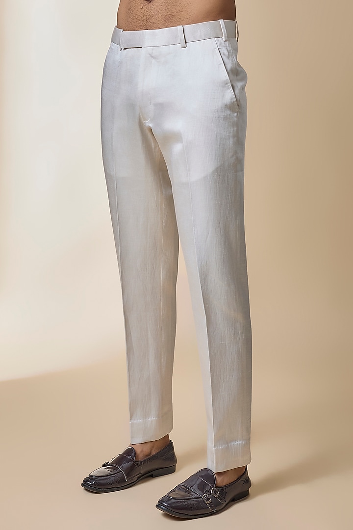 Apricot Ivory Linen Silk Indwowestern Set by Jatin Malik at Pernia's Pop Up Shop