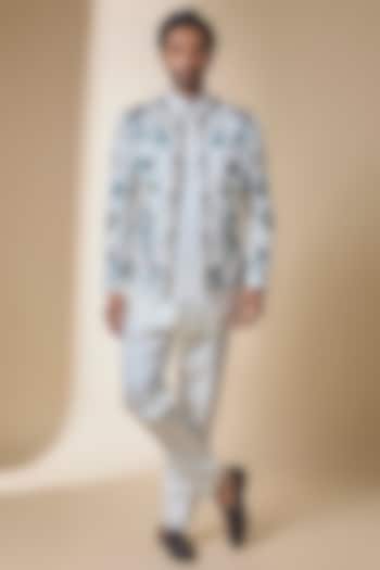 Ivory Linen Silk Indwowestern Set by Jatin Malik at Pernia's Pop Up Shop