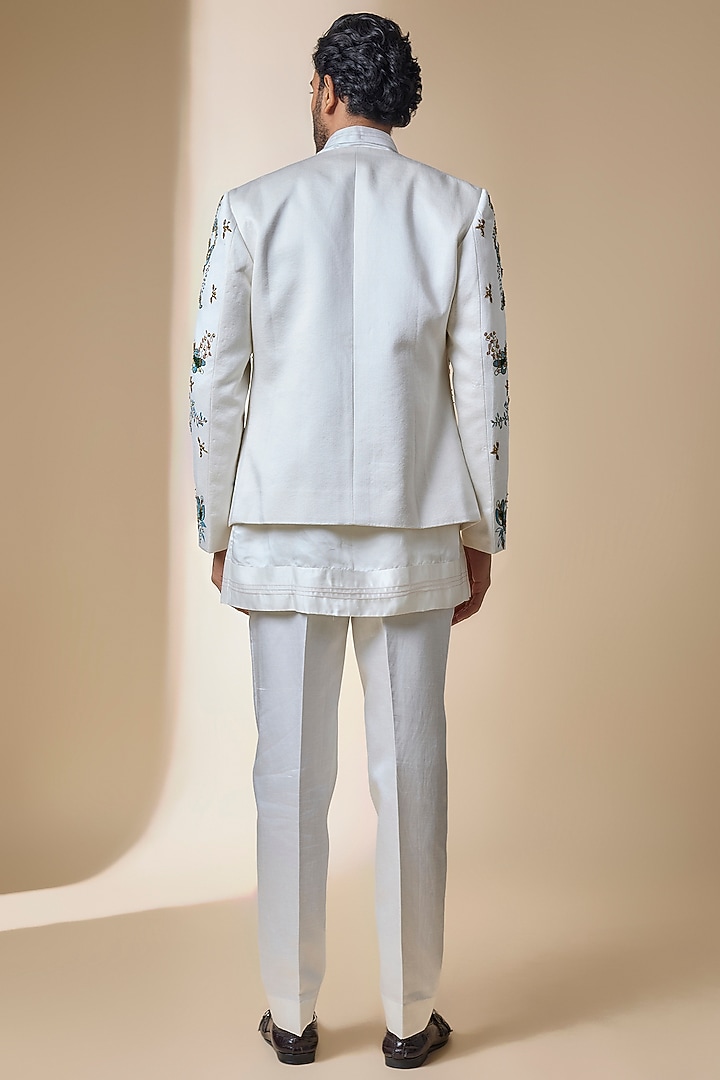 Ivory Linen Silk Indwowestern Set by Jatin Malik at Pernia's Pop Up Shop