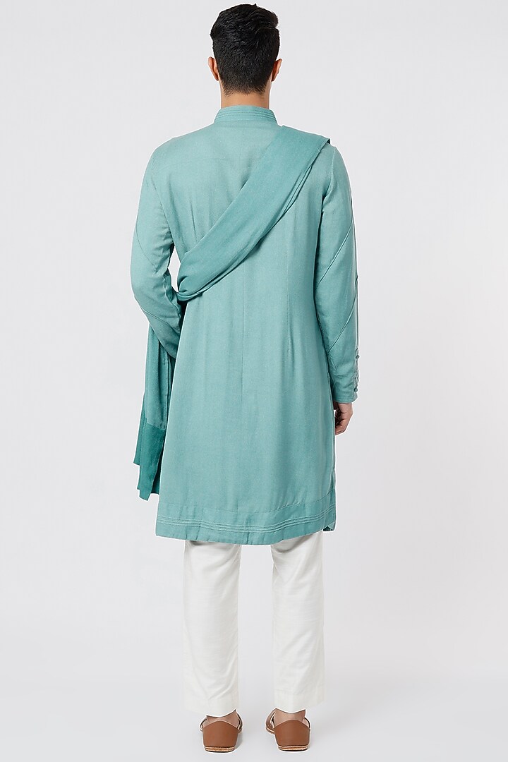 Green Moss Crepe Kurta Set by Jatin Malik at Pernia's Pop Up Shop