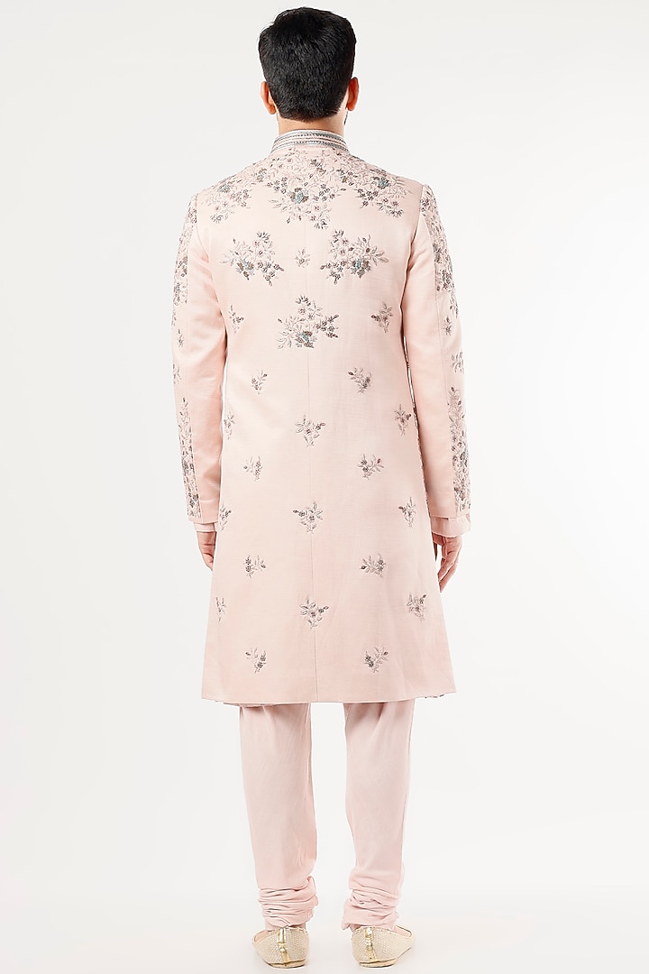 Baby Pink Embroidered Groom Sherwani Set by Jatin Malik at Pernia's Pop Up Shop