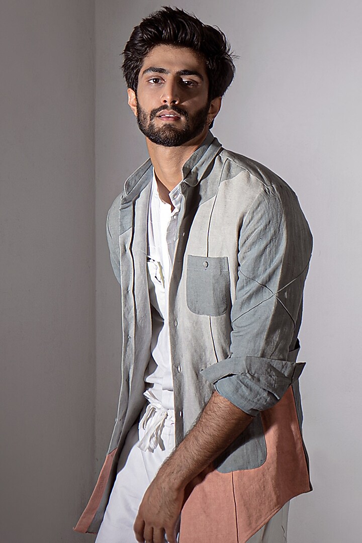Chateau Grey Cotton Linen Overshirt by Jatin Malik at Pernia's Pop Up Shop
