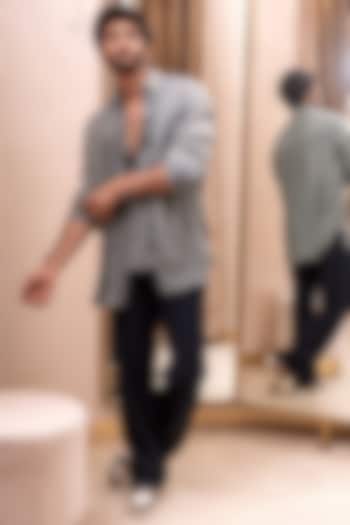 Midnight Blue Moss Pant Set by Jatin Malik at Pernia's Pop Up Shop