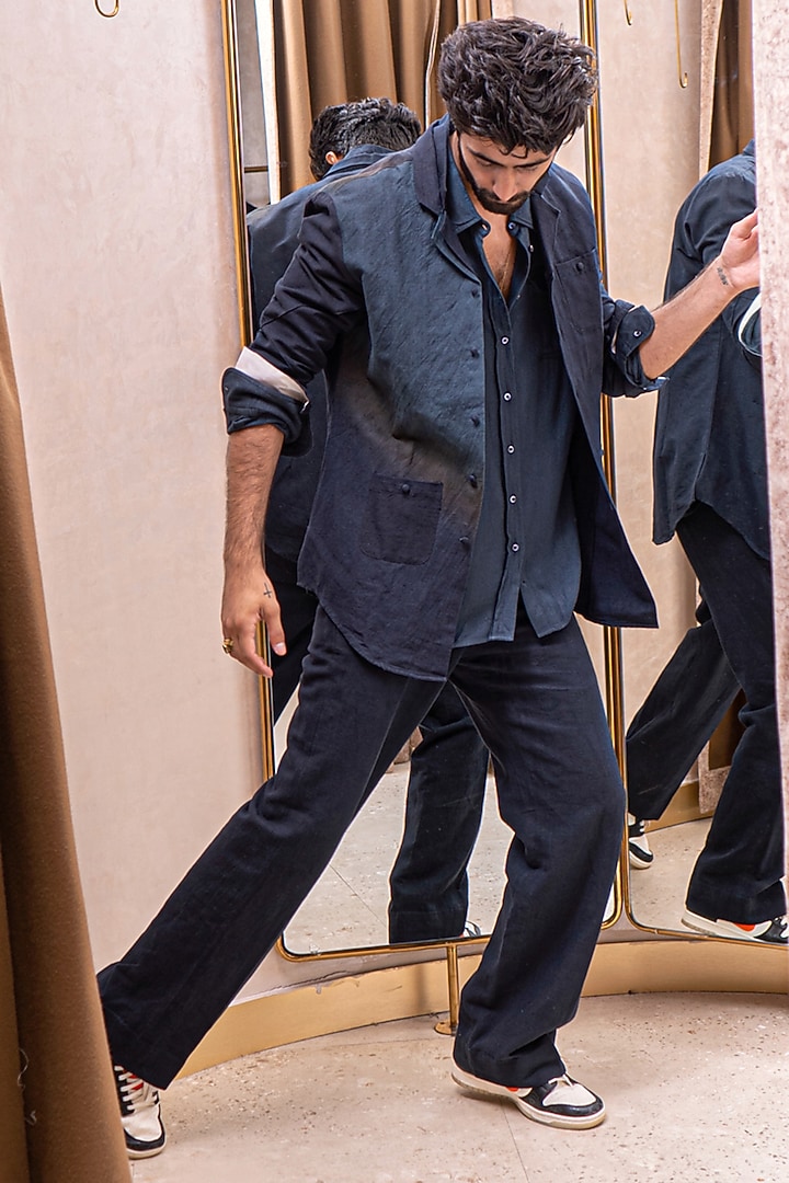 Teal Cotton Linen Co-Ord Set by Jatin Malik at Pernia's Pop Up Shop