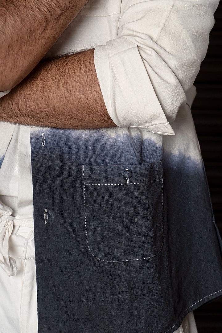 White Cotton Linen Overshirt by Jatin Malik at Pernia's Pop Up Shop