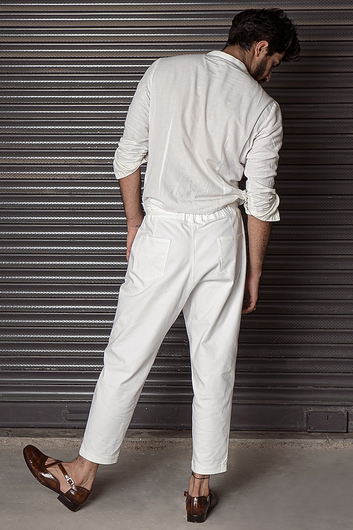 White Cotton Linen Shirt Set by Jatin Malik at Pernia's Pop Up Shop