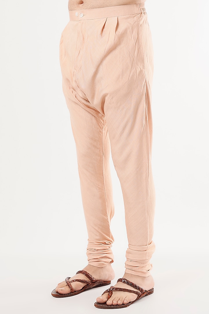 Peach Linen Silk Embroidered Groom Sherwani Set by Jatin Malik at Pernia's Pop Up Shop
