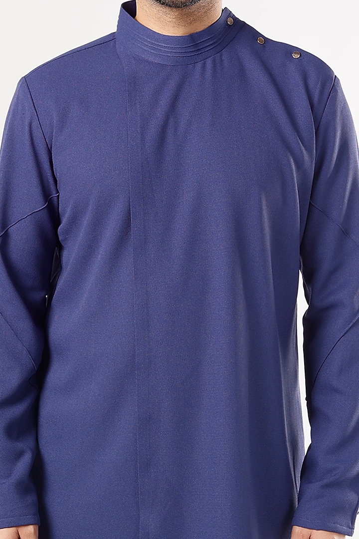 Blue Crepe Kurta Set by Jatin Malik at Pernia's Pop Up Shop