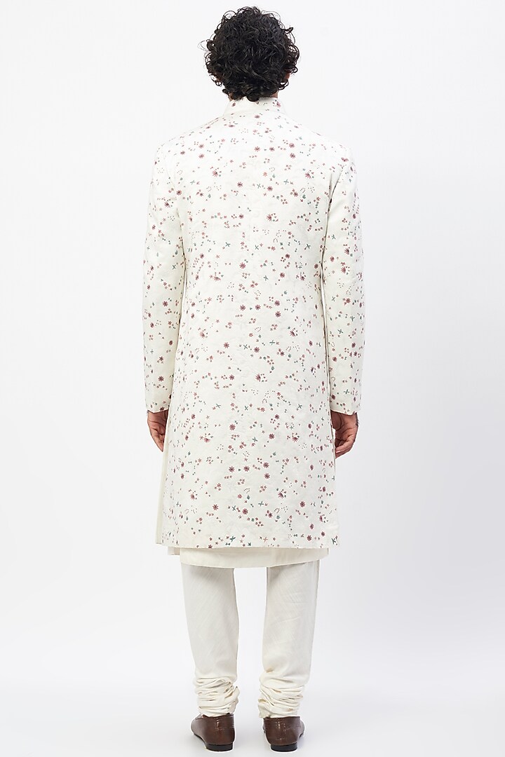 White Hand Embroidered Groom Sherwani Set by Jatin Malik at Pernia's Pop Up Shop