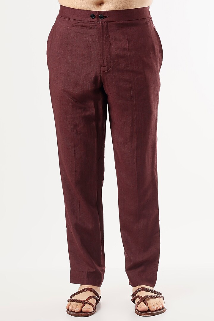 Wine Slub Silk Kurta Set by Jatin Malik at Pernia's Pop Up Shop