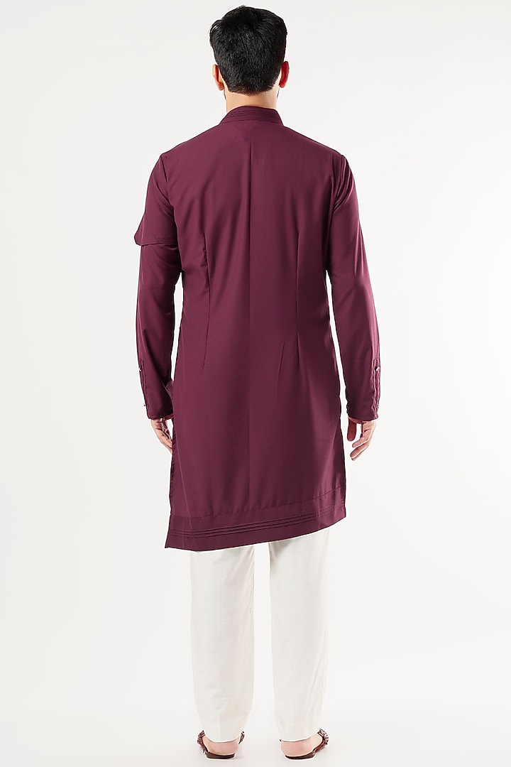 Wine Rayon Kurta Set by Jatin Malik at Pernia's Pop Up Shop