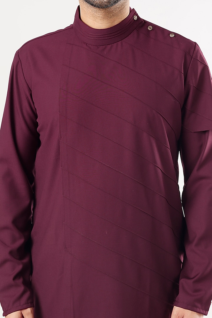 Wine Rayon Kurta Set by Jatin Malik at Pernia's Pop Up Shop