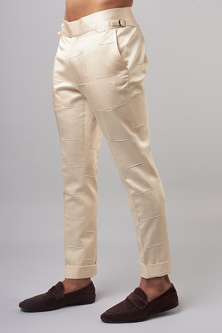 Light Pink Linen Silk Embroidered Groom Indowestern Set by Jatin Malik at Pernia's Pop Up Shop