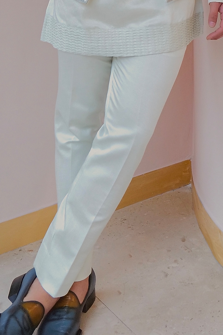 Hazy Blue Linen Silk Groom Indowestern Set by Jatin Malik at Pernia's Pop Up Shop