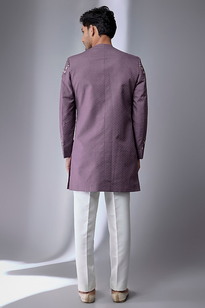 Purple Silk Groom Indowestern by Jatin Malik at Pernia's Pop Up Shop
