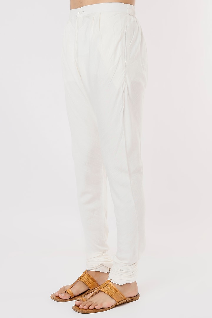 Ivory Slub Silk Handpainted & Hand Embroidered Nehru Jacket Set by Jatin Malik at Pernia's Pop Up Shop