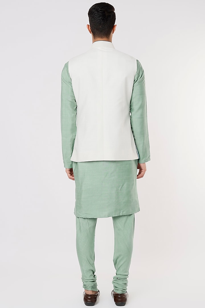 Ivory Nehru Jacket With Powder Blue Kurta Set by Jatin Malik at Pernia's Pop Up Shop