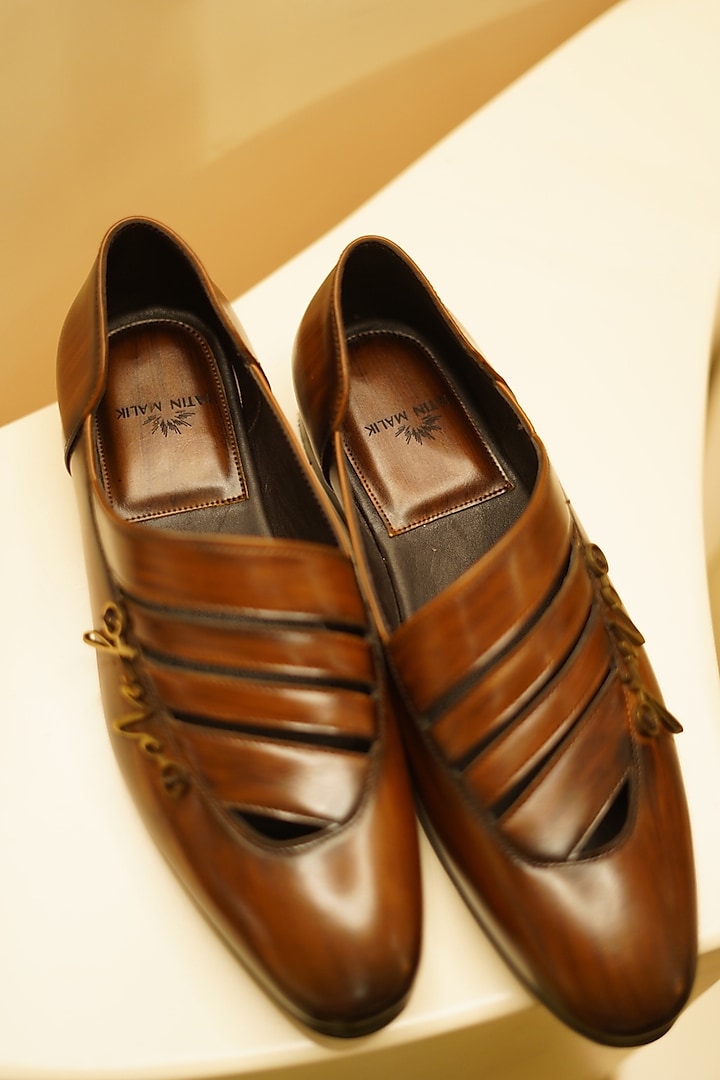 Dark Brown Leather Shoes by Jatin Malik