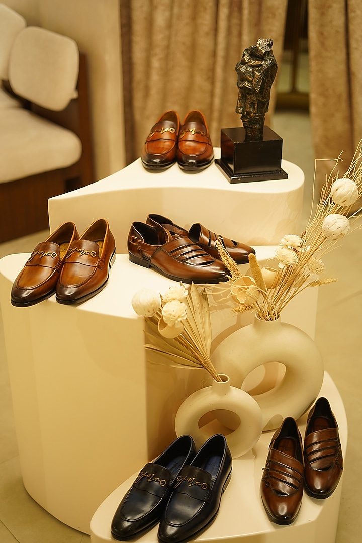 Dark Brown Leather Shoes by Jatin Malik at Pernia's Pop Up Shop