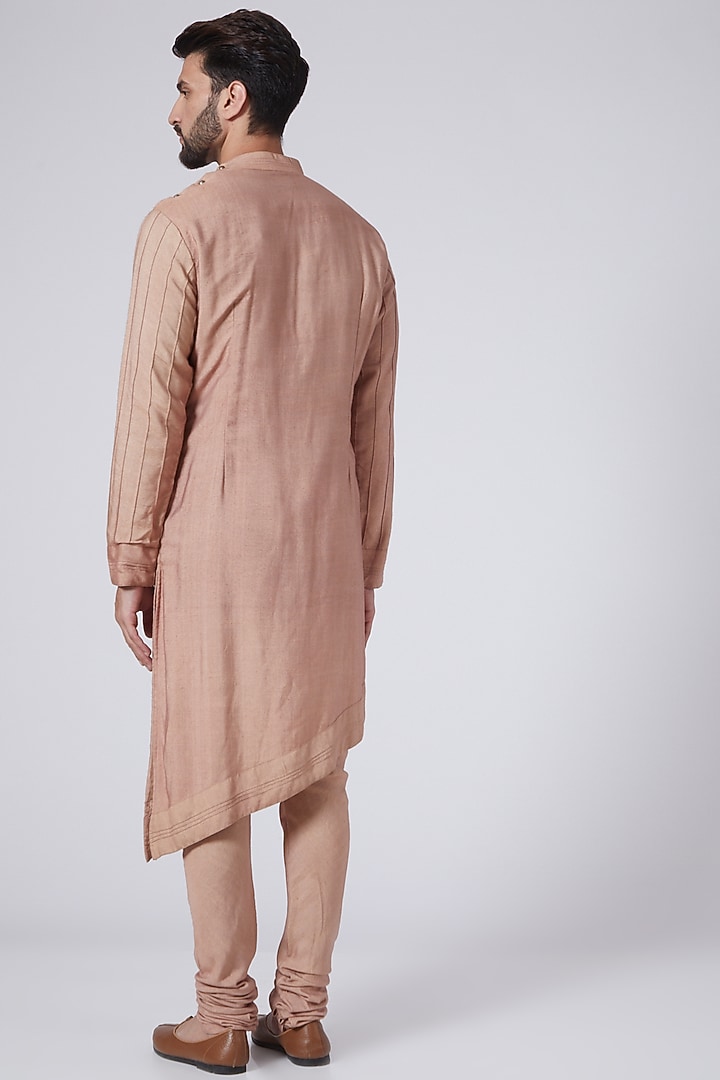 Champagne Asymmetrical Kurta Set by Jatin Malik at Pernia's Pop Up Shop
