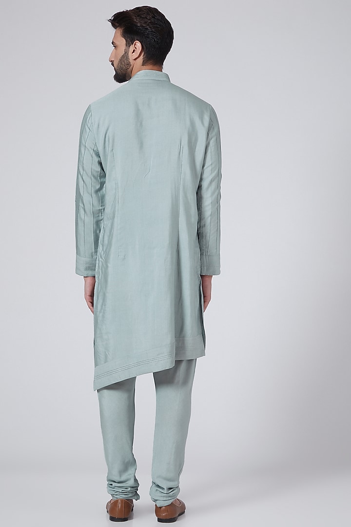 Ice Blue Asymmetrical Kurta Set by Jatin Malik at Pernia's Pop Up Shop