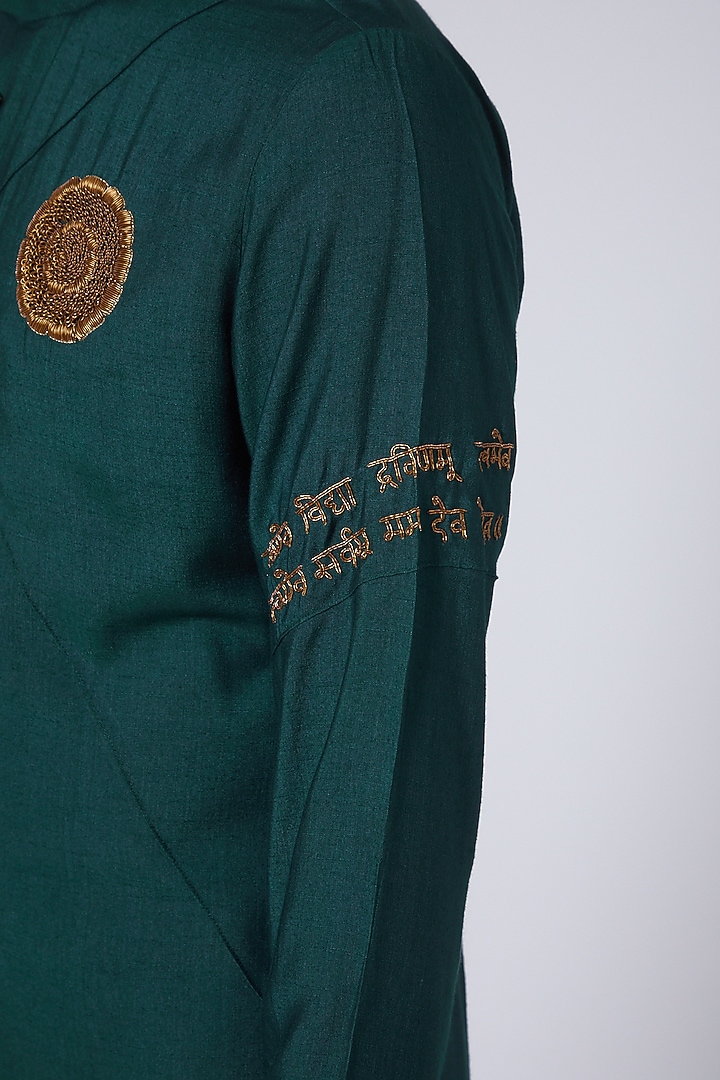 Emerald Green Mantra Kurta Set by Jatin Malik at Pernia's Pop Up Shop