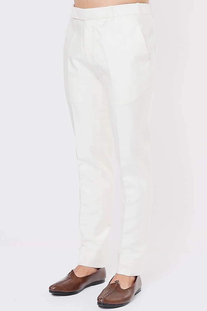 White Silk Achkan Jacket Set by Jatin Malik at Pernia's Pop Up Shop