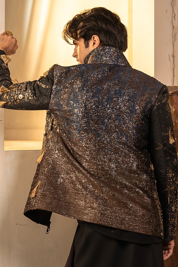 Multi-Colored Jacquard Hand Embroidered Jacket by Jatin Malik at Pernia's Pop Up Shop