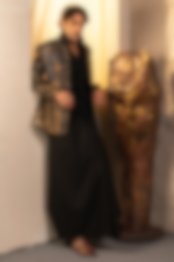 Multi-Colored Jacquard Hand Embroidered Jacket Set by Jatin Malik at Pernia's Pop Up Shop