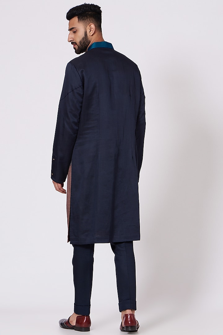 Teal Blue Ombre Kurta Set by Jatin Malik at Pernia's Pop Up Shop