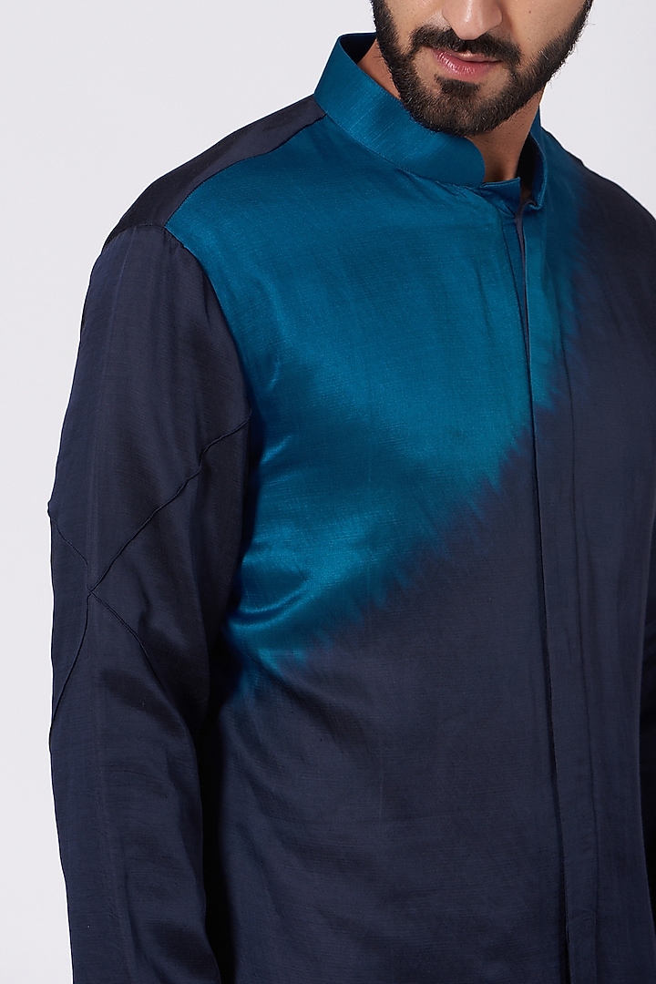 Teal Blue Ombre Kurta Set by Jatin Malik at Pernia's Pop Up Shop