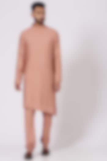 Old Rose Asymmetrical Kurta Set by Jatin Malik at Pernia's Pop Up Shop