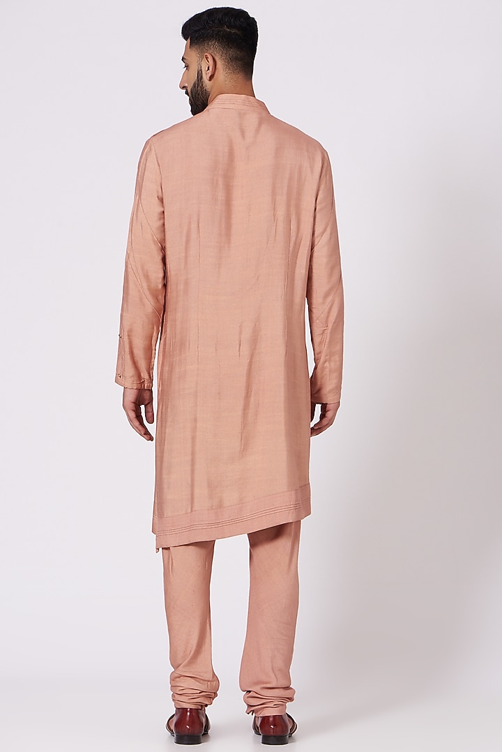 Old Rose Asymmetrical Kurta Set by Jatin Malik at Pernia's Pop Up Shop